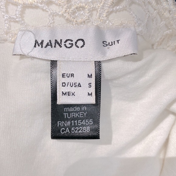 Mango Suit Old White Paisley Floral Embroidered Lace Pencil Skirt Gold Accents - Picture 4 of 4